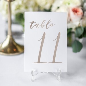 NÚMEROS DE MESA DE BODA EN ACUARELA NEUTROS 11-20 // tarjetas de mesa // boda // números de mesa // tarjetas de mesa de papel // tarjeta de acuarela