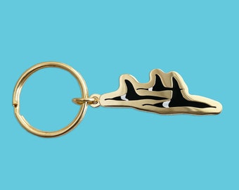 Orca Pod Enamel Keychain // orcas / whale keychain / killer whale keychain / killer whale / I love whales / orca pod / whale / orca keychain