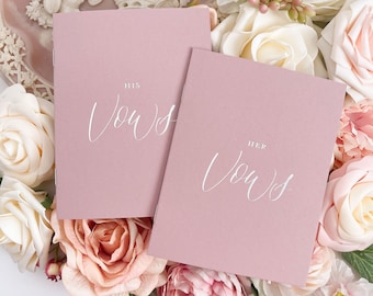 Silver Foil Dusty Rose Vow Books Set of 2 // calligraphy vow book / his and hers vow books / wedding vow book / wedding accessories