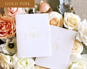 Gold Foil Vow Books Set of 2 // calligraphy vow book / his and hers vow books / wedding vow book / wedding accessories / gold foil / vows