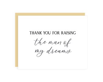 Thank You for Raising the Man of My Dreams Card // mother in law wedding card / MIL card / future mother card / wedding day stationery