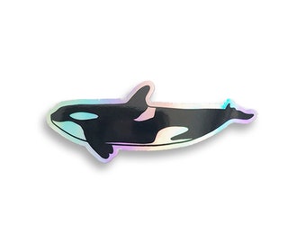 Holographic Orca Sticker // spy hopping orca / whale sticker / save the whales / killer whale / laptop sticker / notebook / holographic