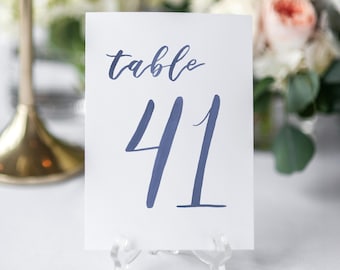 Watercolor Wedding Table Numbers NAVY 41-50 // table cards // wedding // table numbers // paper table cards // watercolor card
