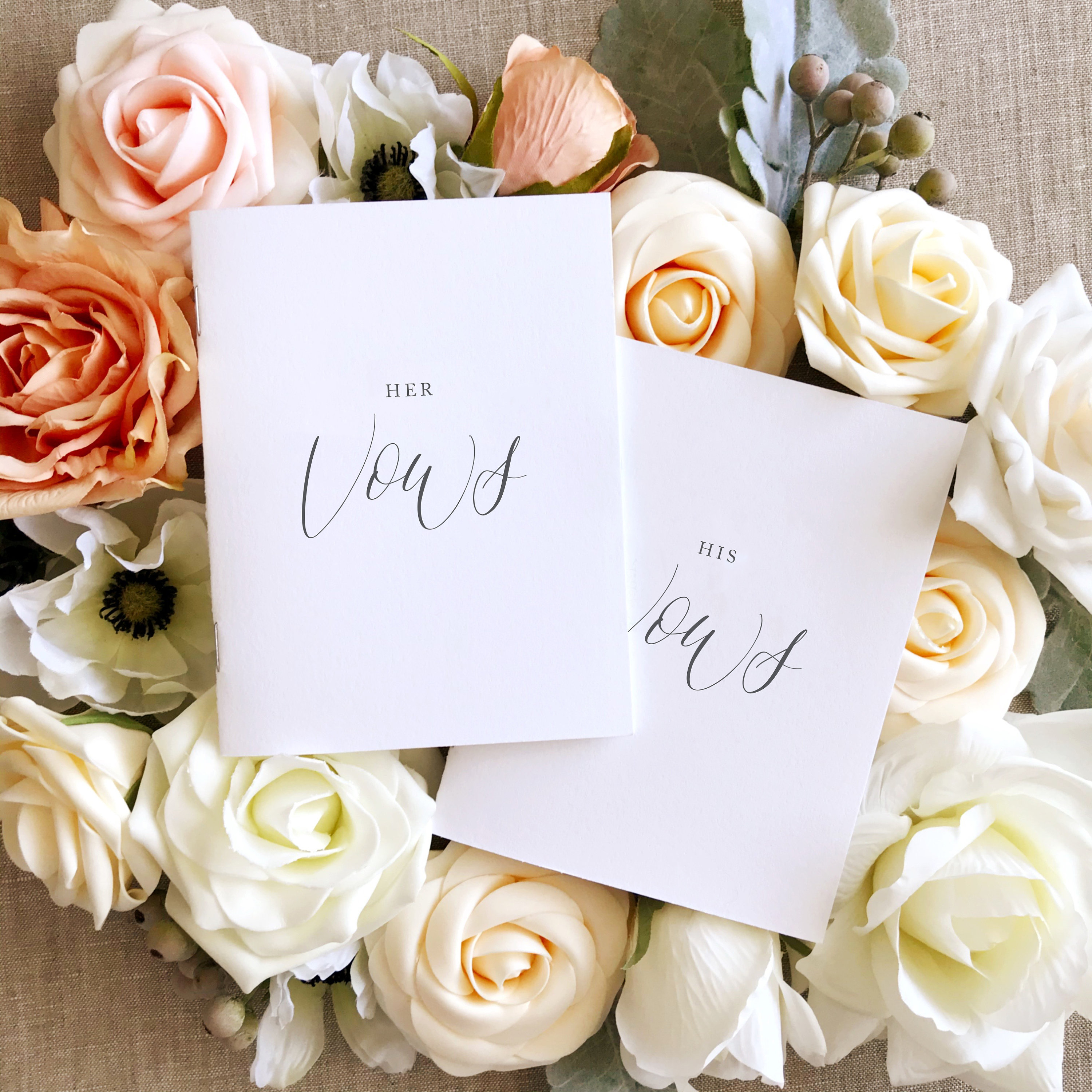 Vow Books Set of 2 // calligraphy vow book // personalized vow books …