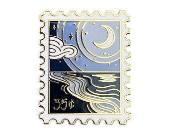 Serene Shore Postage Stamp Enamel Pin / lapel pin / ocean pin / postage pin / stamp / pin collector / beach pin / ocean waves / hard enamel