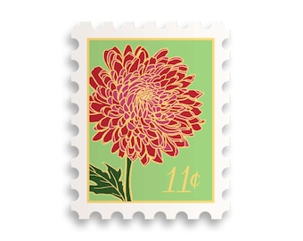 November Chrysanthemum Birth Month Stamp Sticker // birth month / water bottle sticker / floral sticker / flower / plant lady / flower stamp