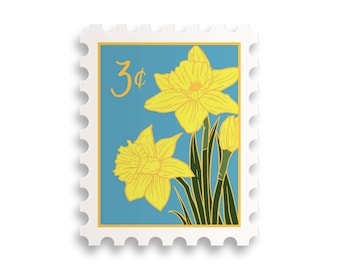 March Daffodil Birth Month Stamp Sticker // birth month / water bottle sticker / floral sticker / flower / plant lady / flower stamp