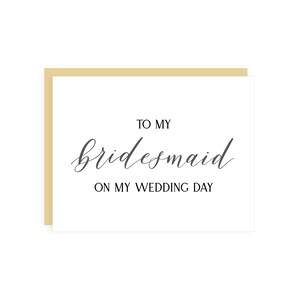 À ma demoiselle d'honneur le jour de mon mariage carte // carte de mariage de demoiselle d'honneur / carte de mariée à demoiselle d'honneur / carte de jour de mariage / demoiselle d'honneur / meilleure amie