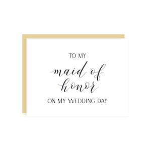 À ma demoiselle d'honneur le jour de mon mariage carte // carte de demoiselle d'honneur / carte de demoiselle d'honneur / carte de meilleur ami / carte de mariage / jour du mariage