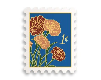 January Carnation Birth Month Stamp Sticker // birth month / water bottle sticker / floral sticker / flower /plant lady / flower stamp