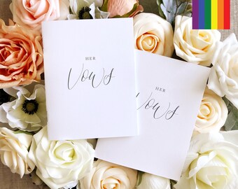 Vow Books: His + His, Hers + Hers // calligraphy vow book // personalized vow books // his and hers vow books // wedding vow book