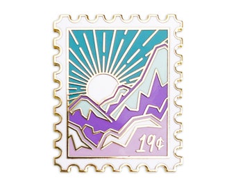 Sunny Slopes Postage Stamp Enamel Pin / lapel pin / mountain pin / postage pin / stamp / pin collector / ski pin / snowboard / hard enamel