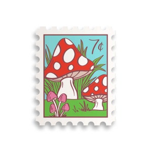 Mushroom Stamp Sticker // mushroom sticker / colorful sticker / stamp sticker / laptop sticker / notebook sticker / fungi sticker