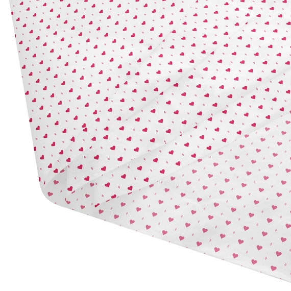 White Tissue Paper With Red Hearts, 6 Sheets