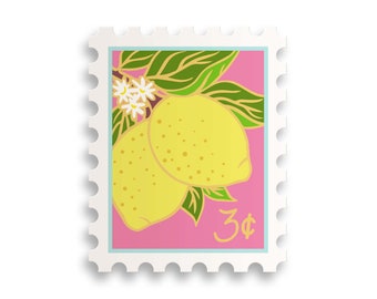 Cheery Lemons Stamp Sticker // lemons sticker / lemon stamp / fruit / stamp sticker / laptop sticker / notebook sticker