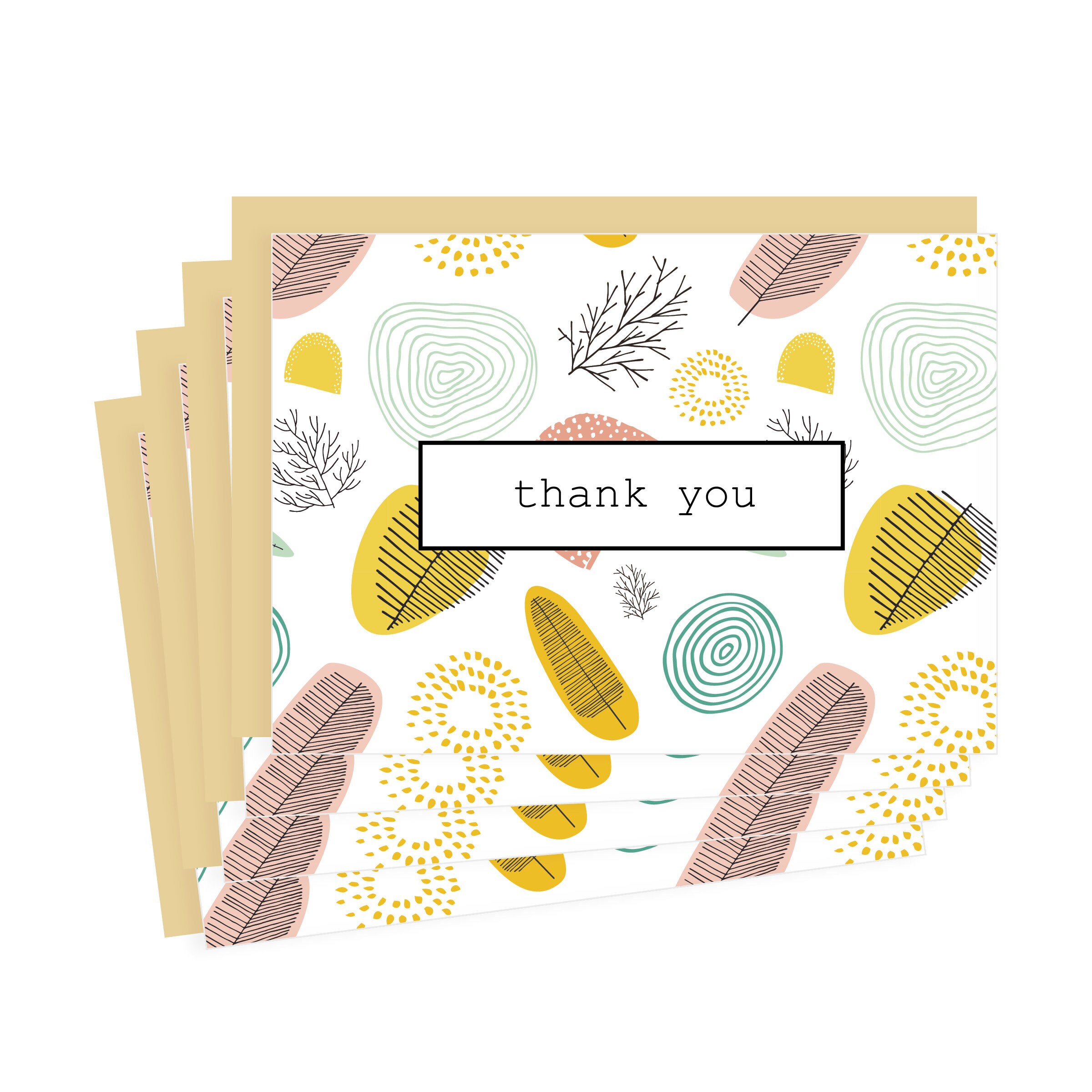 Modern Thank You Cards Set Of 8 Thank You Card Etsy