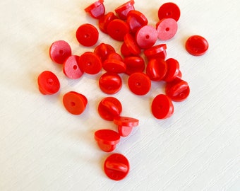 Red Pin Backs // red rubber pin backs / red pin covers / pin backers / pin clutches / pin clutch / enamel pin back / rubber clutch