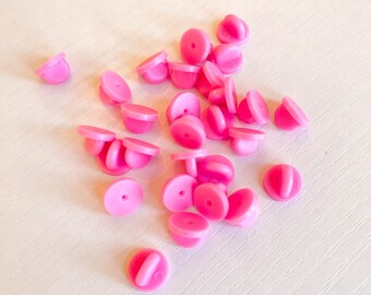 Pink Pin Backs // pink rubber pin backs / pink pin covers / pin backers / pin clutches / pin clutch / enamel pin back / rubber clutch