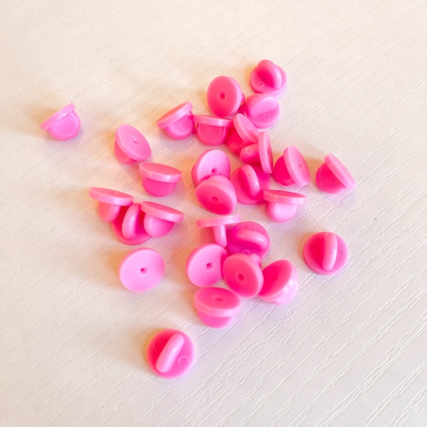 Pink Pin Backs // pink rubber pin backs / pink pin covers / pin backers / pin clutches / pin clutch / enamel pin back / rubber clutch