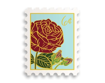 June Rose Birth Month Stamp Sticker // birth month / water bottle sticker / floral sticker / flower /plant lady / flower stamp