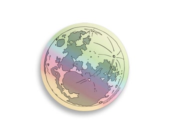 Holographic Moon Sticker // moon sticker / celestial / holographic sticker / man in the moon / laptop sticker / notebook sticker