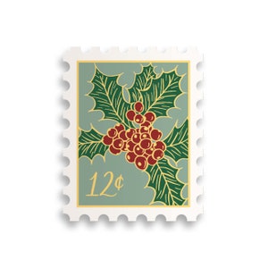 December Holly Birth Month Stamp Sticker // birth month / water bottle sticker / floral sticker / flower /plant lady / flower stamp