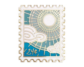 Perfect Day Stamp Enamel Pin / lapel pin / sun enamel pin / unique enamel pin / stamp pin / pin collector / sun / sky pin / hard enamel