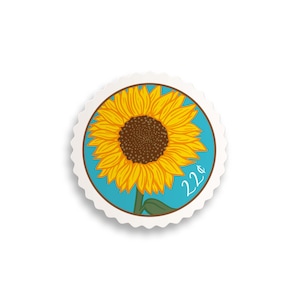 Sunflower Stamp Sticker // flower sticker / stamp sticker / laptop sticker / notebook sticker / fun / sunflower / sunflower stamp