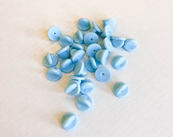 Light Blue Pin Backs // blue rubber pin backs / blue pin covers / pin backers / pin clutches / pin clutch / enamel pin back / rubber clutch