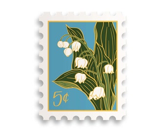 May Lily of the Valley Birth Month Stamp Sticker // birth month / water bottle sticker / floral sticker / flower /plant lady / flower stamp
