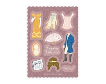Regency Romance Sticker Sheet // historical romance / Jane Austen / romance novel / bodice ripper/ vintage London / laptop sticker