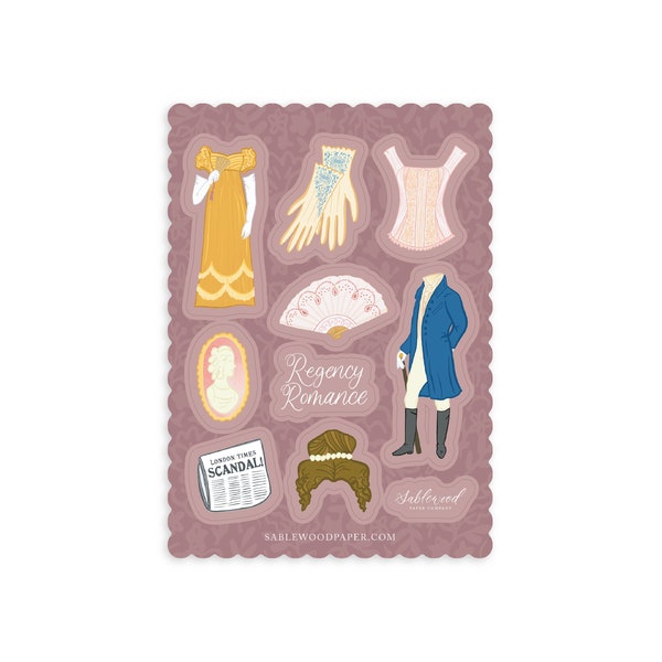 romance writers of canada magazine Regency Romance Sticker Sheet // historical romance / Jane Austen / romance novel / bodice ripper/ vintage London / laptop sticker