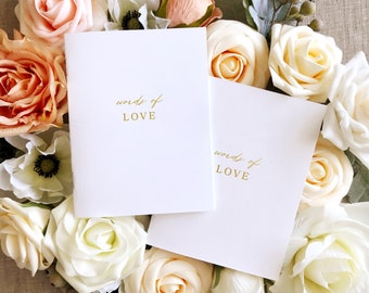 Words of Love Gold Foil Vow Books Set of 2 // his and hers vow books / wedding vow book / wedding accessories / gold foil / wedding vows