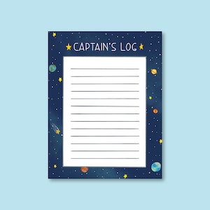 Captain's Log Notepad // lined notepad / starship notepad / to-do list / grocery list / desktop notepad / fun notepad / notes / memo