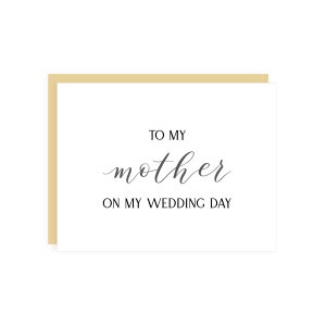 À ma mère sur ma carte de jour de mariage // carte de mariage mère / mariée à carte mère / carte de jour de mariage / carte maman / papeterie de mariage