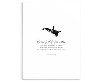 Orca JFK Conservation Letterpress Print // orca conservation // killer whale // orca print // whale art // save our seas // save the whales