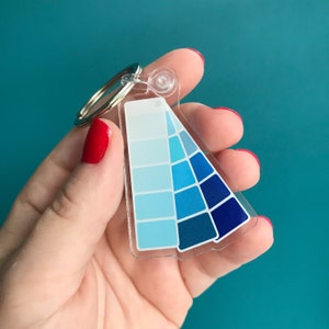 Shades of Blue Acrylic Keychain // acrylic keychain / designer keychain / graphic designer keychain / color swatch / blue swatch book