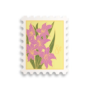 August Gladiolus Birth Month Stamp Sticker // birth month / water bottle sticker / floral sticker / flower /plant lady / flower stamp