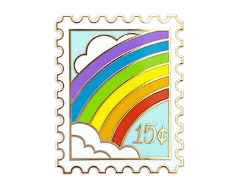 Rainbow Postage Stamp Enamel Pin // rainbow pin / lapel pin / postage pin / stamp pin / pin collector / hard enamel / pride pin / lgbtqia