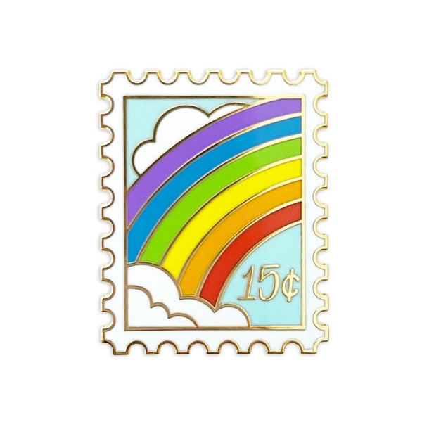 Rainbow Postage Stamp Enamel Pin // rainbow pin / lapel pin / postage pin / stamp pin / pin collector / hard enamel / pride pin / lgbtqia