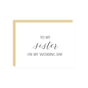 À ma soeur le jour de mon mariage carte // carte de mariage soeur // carte mariée à soeur