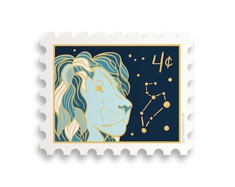 Leo Zodiac Stamp Sticker // the lion / zodiac sticker / star sign / witchy sticker / birth month / laptop sticker / notebook sticker