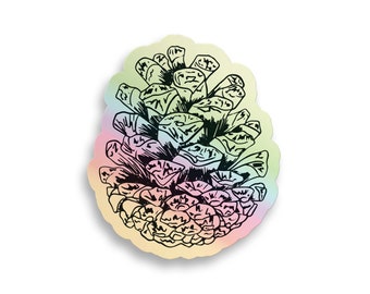 Pine Cone Holographic Sticker // PNW sticker / pine cone / holographic sticker / holo sticker / pinecone / laptop sticker / notebook sticker