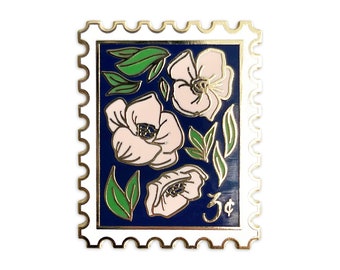 Pink Anemone Postage Stamp Enamel Pin / lapel pin / floral stamp / postage pin / stamp / pin collector / plant lady flower pin / hard enamel