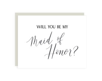 Will You Be My Maid of Honor? Card // maid of honor proposal / be my maid of honor card / maid of honor invite / wedding / proposal card