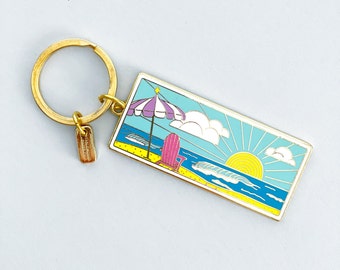 Out of Office Enamel Keychain // ocean keychain / beach bum / vacation keychain / beach keychain / ocean waves / hard enamel