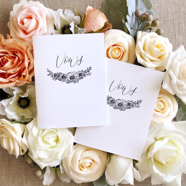 Letterpress Vow Books Set of 2 // calligraphy vow book // personalized vow books // his and hers vow books // wedding vow book // elopement