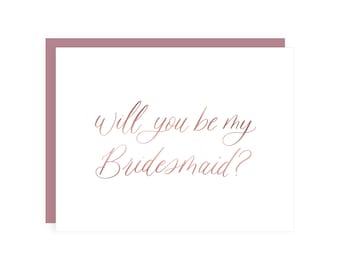 Rose Gold Foil Will You Be My Bridesmaid Card // be my bridesmaid / wedding / be my maid of honor / bridesmaid proposal / wedding ask cards