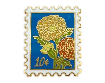 Marigold (October) Birth Month Enamel Pin // birth month / enamel pin / hard enamel / floral pin / flower pin / plant lady pin /flower stamp