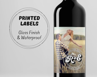 Custom Photo Wine Labels: Wedding, Anniversary, Engagement Stickers